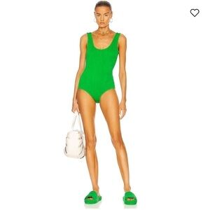 Bottega Veneta Green Crinkle One Piece Swimsuit